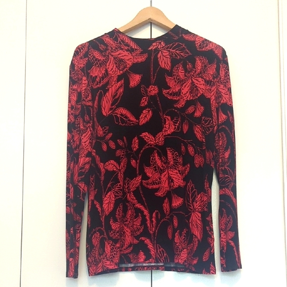 Ted Baker Red and Black Floral pattern Blouse